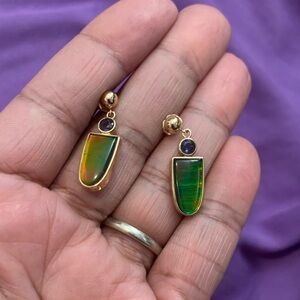 Vintage Korite 14k Gold and Ammolite Earrings